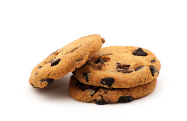 Chocolate chip cookie on white