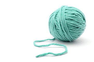 Ball of yarn on white background