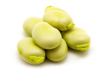 broad beans on white background