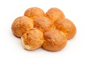 Pie with sesame on white background