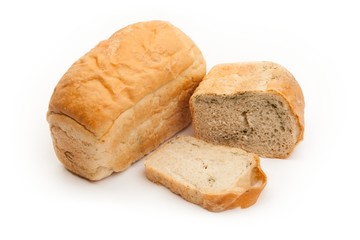 Organic bread isolated on white background