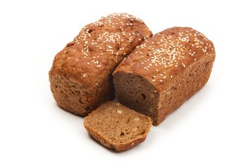 Organic bread isolated on white background