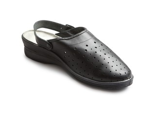 Black unisex leather shoes with holes on front side