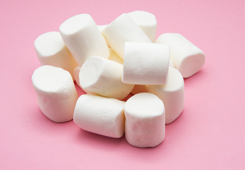 heap of marshmallow on pink