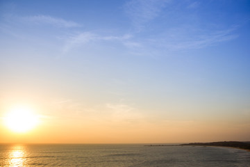 Naklejka na ściany i meble View of morning sun a long the bay in Thailand.