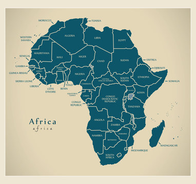 Modern Map - Africa continent with country labels