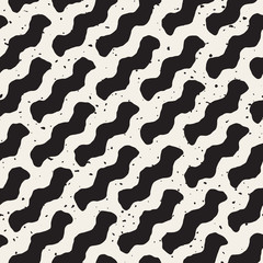 Vector Seamless Black And White Chevron ZigZag Diagonal Lines Geometric Grunge Pattern