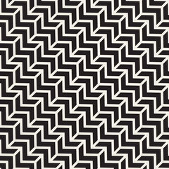 Vector Seamless Black And White Chevron ZigZag Diagonal Lines Geometric Pattern