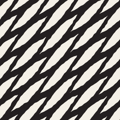 Vector Seamless Black And White Hand Drawn Diagonal Wavy Lines Pattern