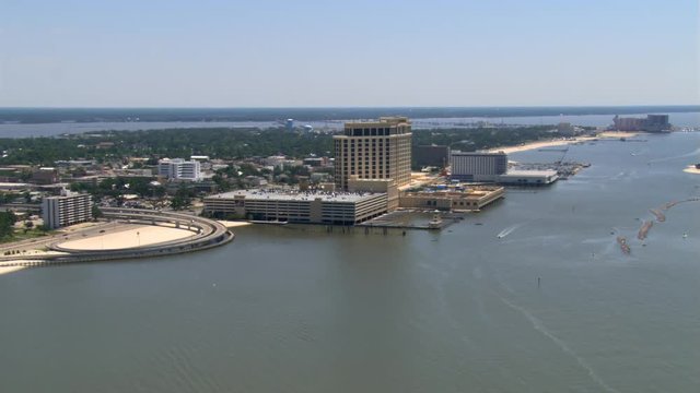 Flying along waterfront past Biloxi, Mississippi. Shot in 2007.