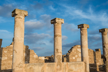 Ancient columns. Paphos, Cyprus. Kato Paphos Archaeological Park