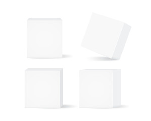 Vector white box collection isolated on white background. Ideal for mock up of packaging or other job.