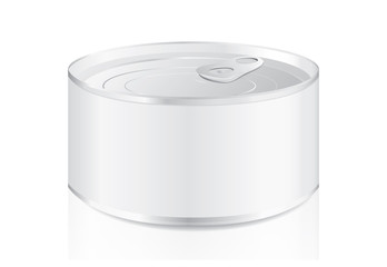Aluminum can blank label isolated on white background. Ideal for food and other