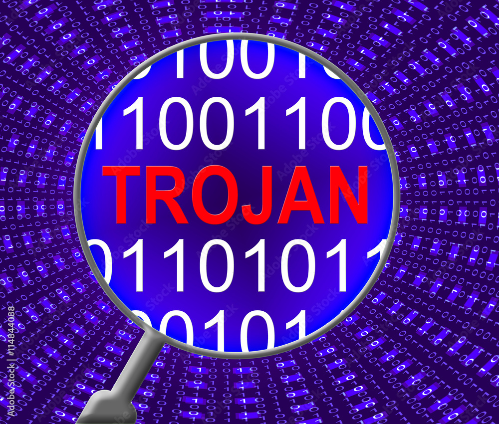 Aufkleber computer trojan indicates web site and communication