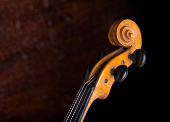 Fototapeta premium old hand crafted violin neck musical background