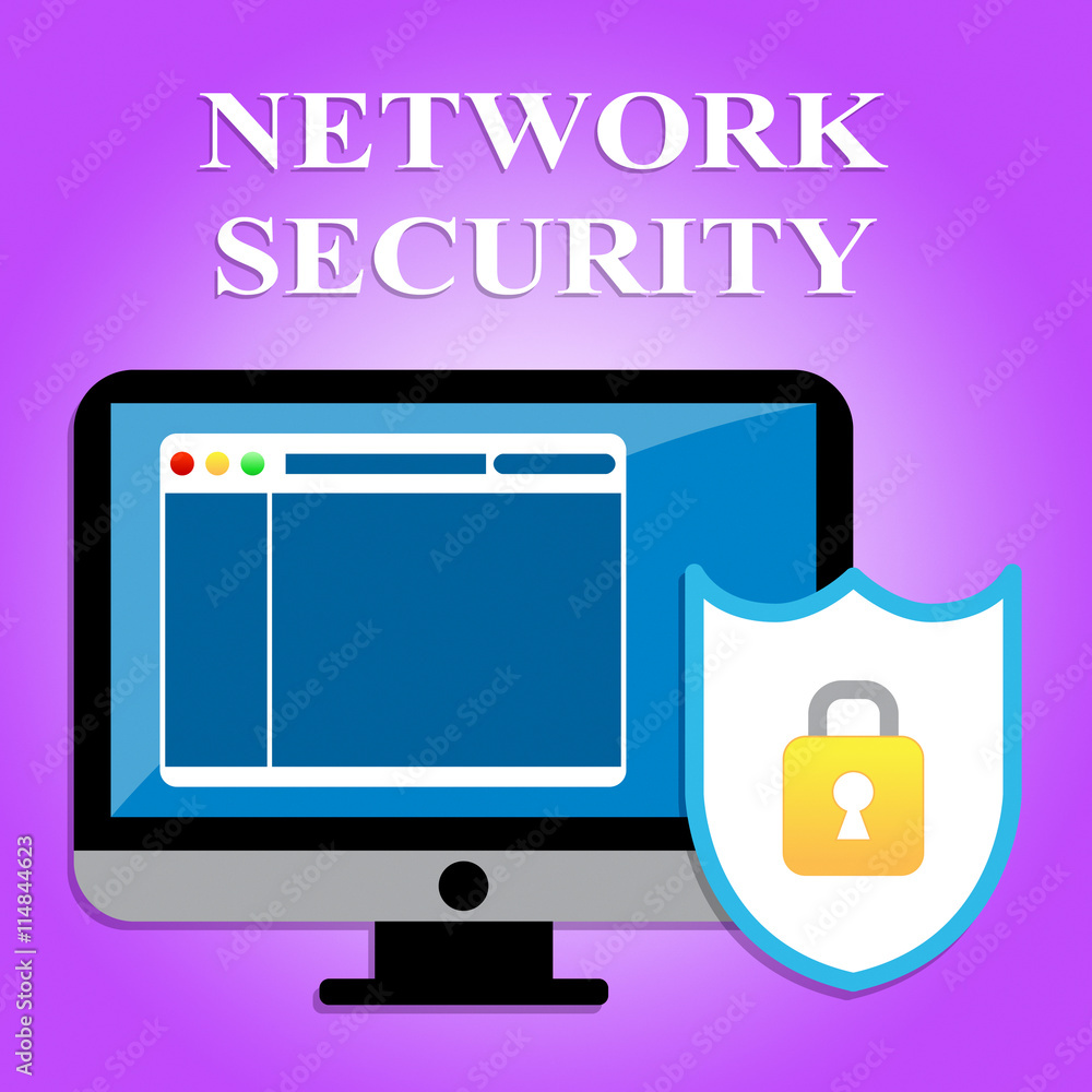 Poster network security represents global communications and computers