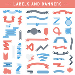 Vector set of labels, stickers and ribbons on a white background
