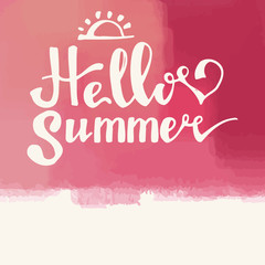 Watercolor  watermelons and lettering hello summer