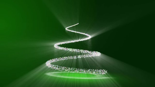 albero di natale con fascio di particelle luminose