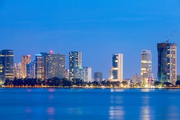 Fototapeta premium Cityscaper, metropolitan, skyscraper, skyline building by the shore of Gurney Drive, George Town, Penang