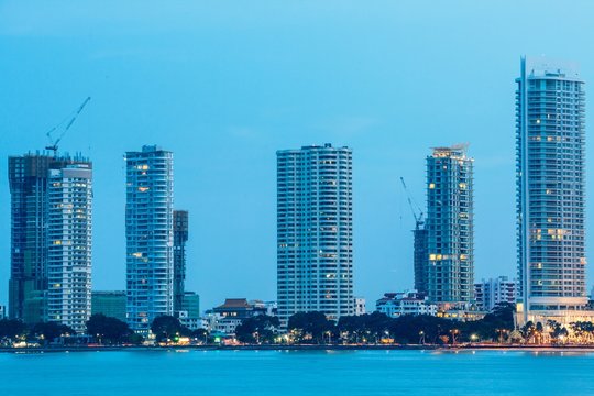 Cityscaper, metropolitan, skyscraper, skyline building by the shore of Gurney Drive, George Town, Penang
