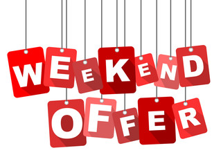 Obraz na płótnie Canvas weekend offer, red vector weekend offer, flat vector weekend offer, background weekend offer