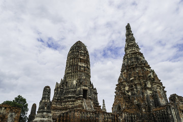 Fototapeta na wymiar Ancient Pagoda & Ruins in Ayutthaya, Thailand