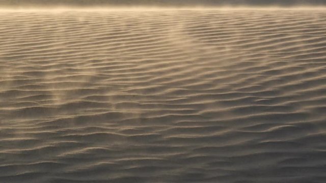 Blowing sand over rippled dunes of Alkali Lake in Eastern Oregon