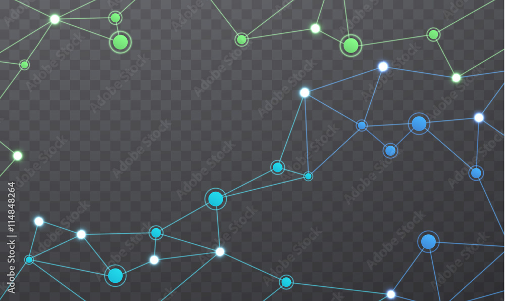 Poster communication network. geometric polygonal structure mesh colored color. internet connections on tra