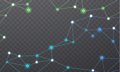 Communication network. Geometric polygonal structure mesh  colored color. Internet connections on transparent background.