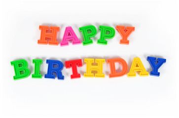 Happy birthday colorful text on a white