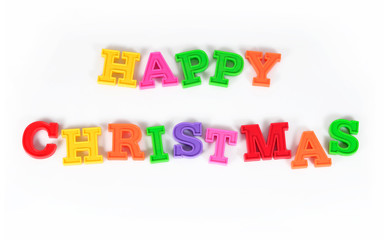 Happy christmas colorful text on a white