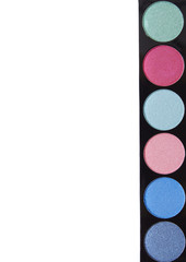 Eyeshadow make up palette page border, isolated on a white background