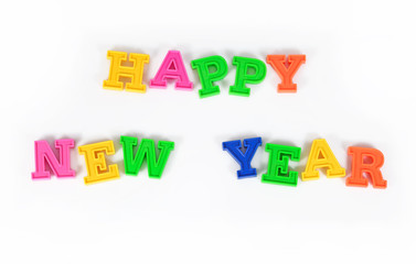 Happy New Year colorful text on a white