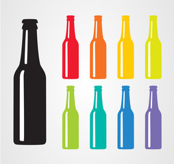 Set of multicolor bottles of beer