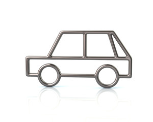 3d illustration of silver hatchback car icon