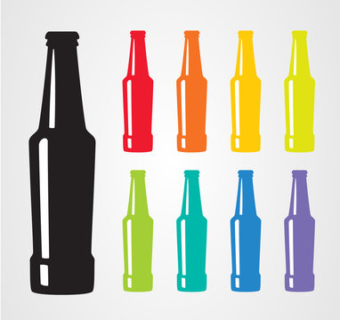 Set of multicolor bottles of beer