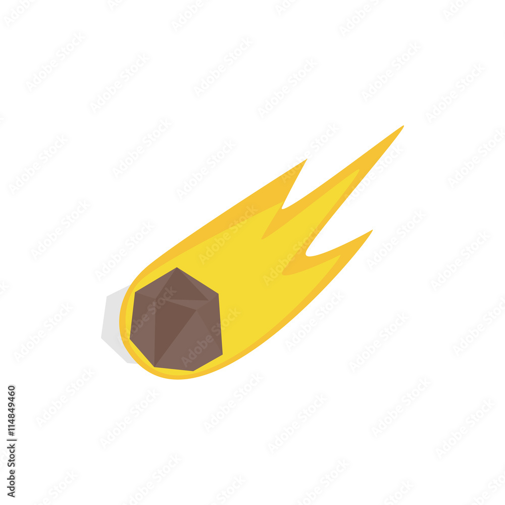 Aufkleber falling meteor with long tail icon in isometric 3d style on a white background