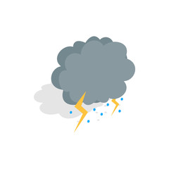 Cloud, lightning and hail icon in isometric 3d style on a white background