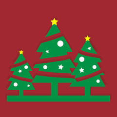 Christmas trees on red background