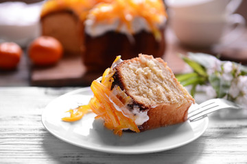 Delicious citrus cake served for breakfast