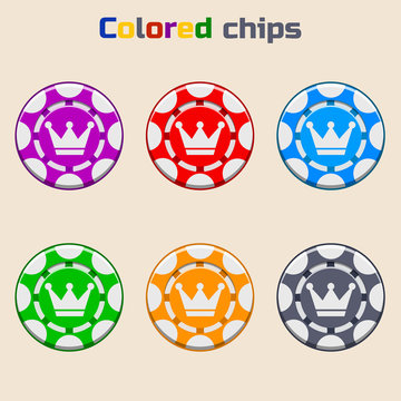 Colors Cartoon Poker Chips in vector image