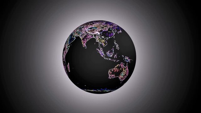A loopable turning globe. 3D rendered animation.
