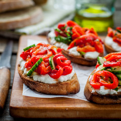 Rоasted Pepper, Cucumber and Feta Bruschetta