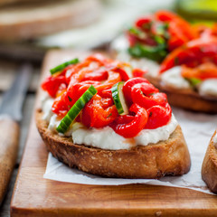 Rоasted Pepper, Cucumber and Feta Bruschetta