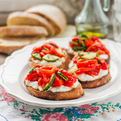 Rоasted Pepper, Cucumber and Feta Bruschetta