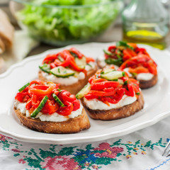 Rоasted Pepper, Cucumber and Feta Bruschetta