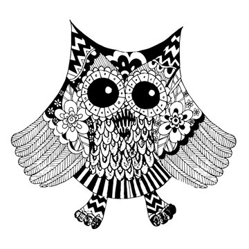 Owl Doodle Set Vector