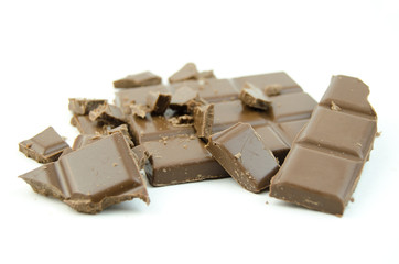 Chocolate on a white background