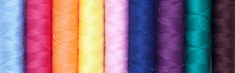 Many color thread, String, Cord, Hank, Strand on the white backg